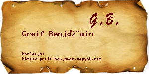 Greif Benjámin névjegykártya